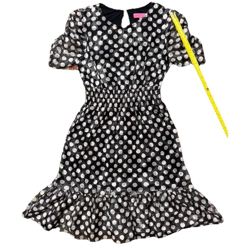 Betsey Johnson Black White Polka Dot Ruffles Dress‎ Sz 2 - Picture 6 of 10